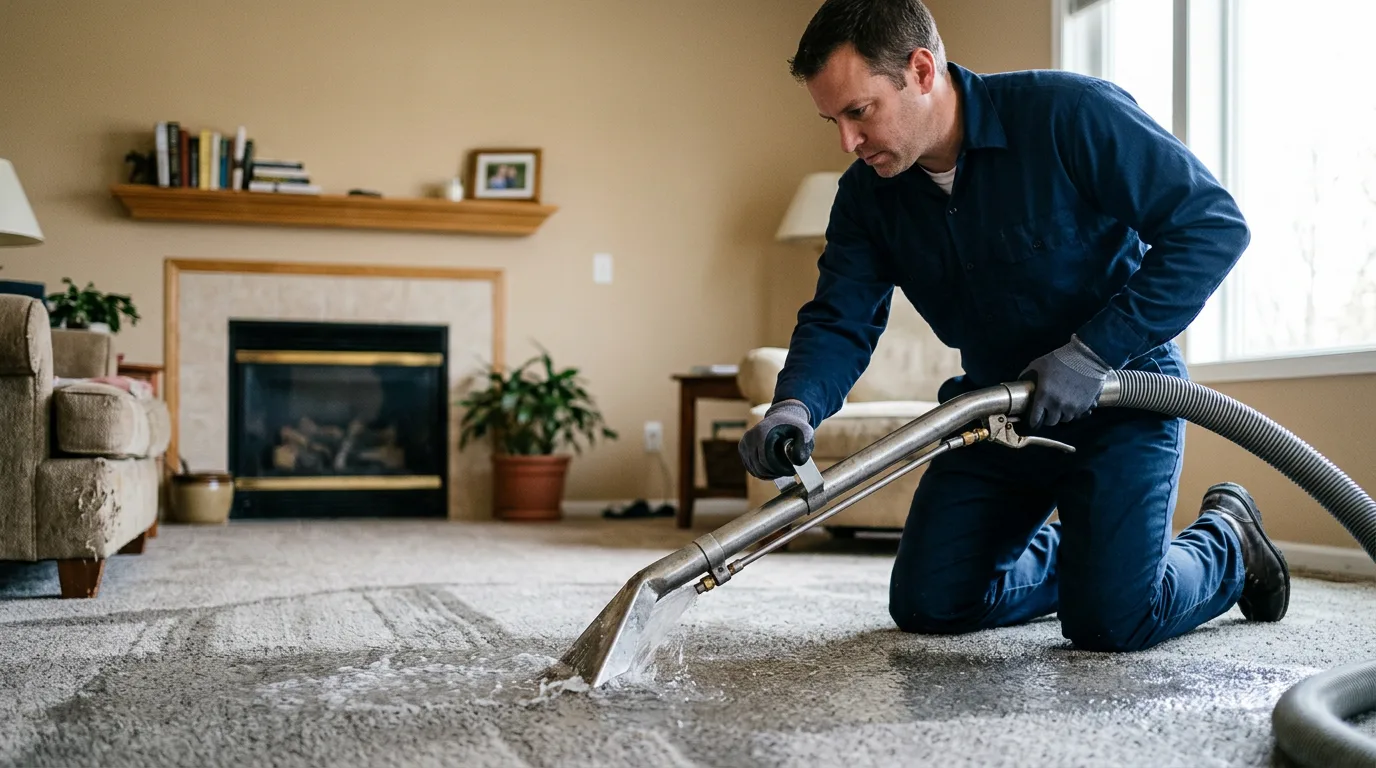 Water damage restoration technician working near Arlington, VT
